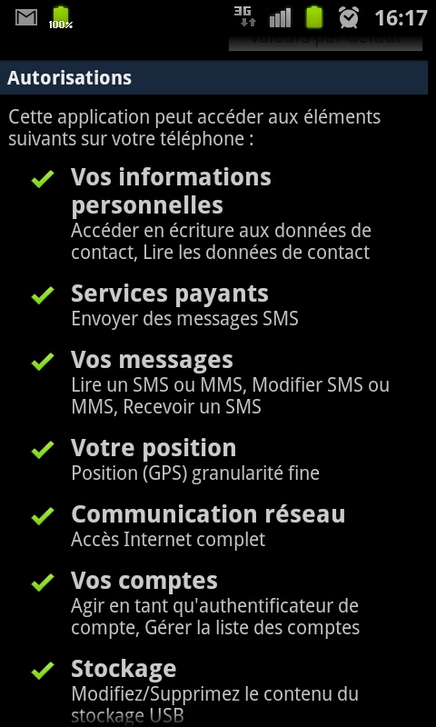 Autorisation Facebook Android